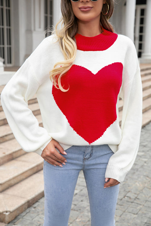 Look Out Heart Long Sleeve Knit Sweater - 2 Colors