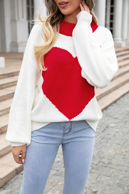 Look Out Heart Long Sleeve Knit Sweater - 2 Colors