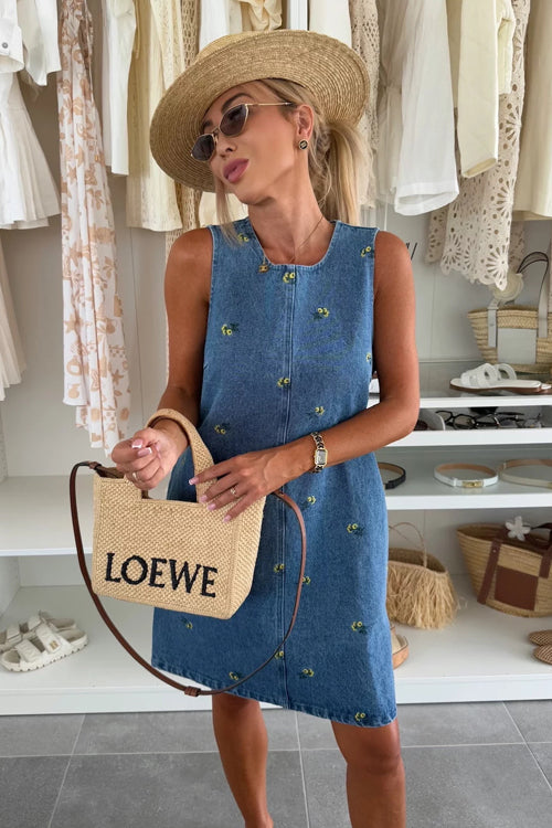 Dreamy Strolls Embroidered Tie-Back Denim Mini Dress Beetsweeti Dreamy Strolls Embroidered Tie-Back Denim Mini Dress Beetsweeti