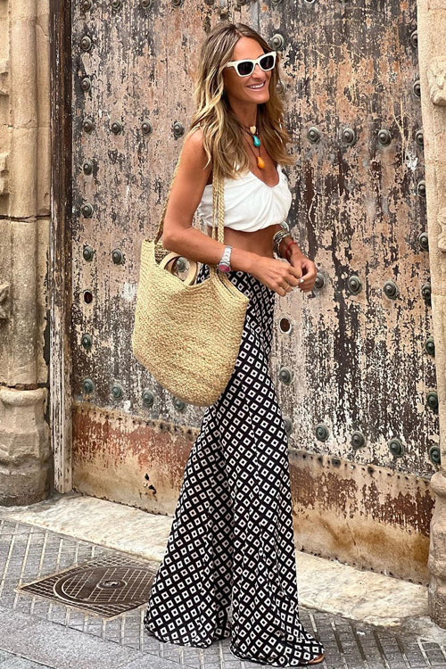 Going Out Print Wide Leg Pants