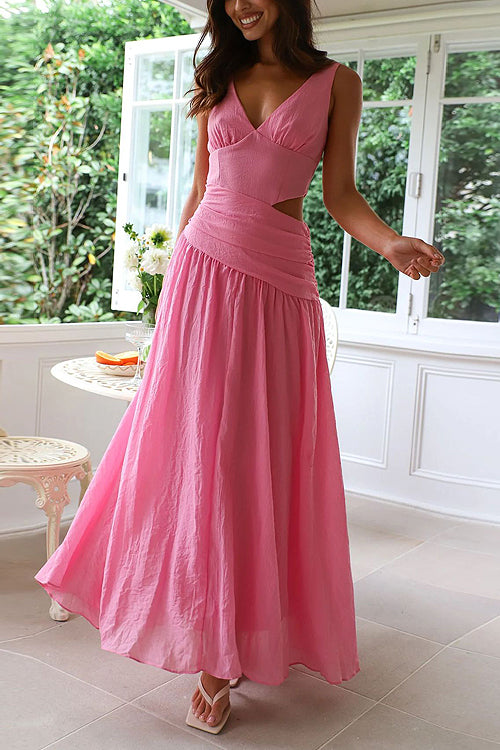 Moment Maker V-Neck Cutout Maxi Dress - 3 Colors Beetsweeti Moment Maker V-Neck Cutout Maxi Dress - 3 Colors Beetsweeti