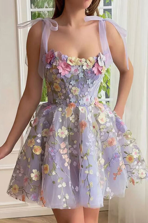 Proof of Perfection 3D Floral Embroidered Tie-Strap Mini Dress Beetsweeti Proof of Perfection 3D Floral Embroidered Tie-Strap Mini Dress Beetsweeti