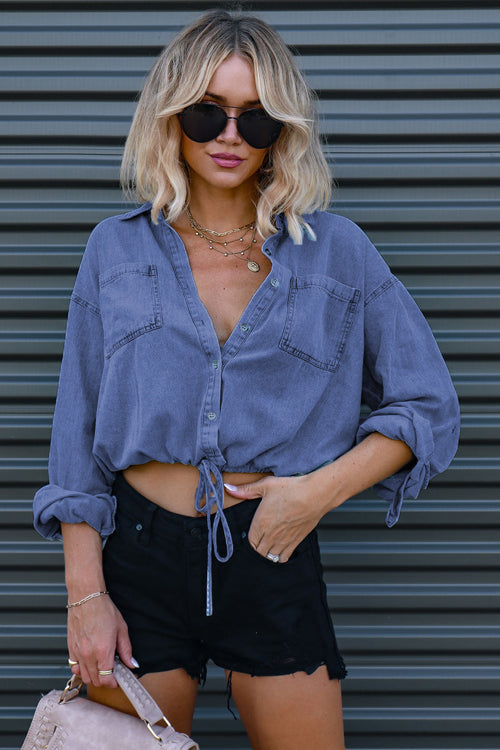 My Everyday Best Denim Cropped Long Sleeve Top - 2 Colors