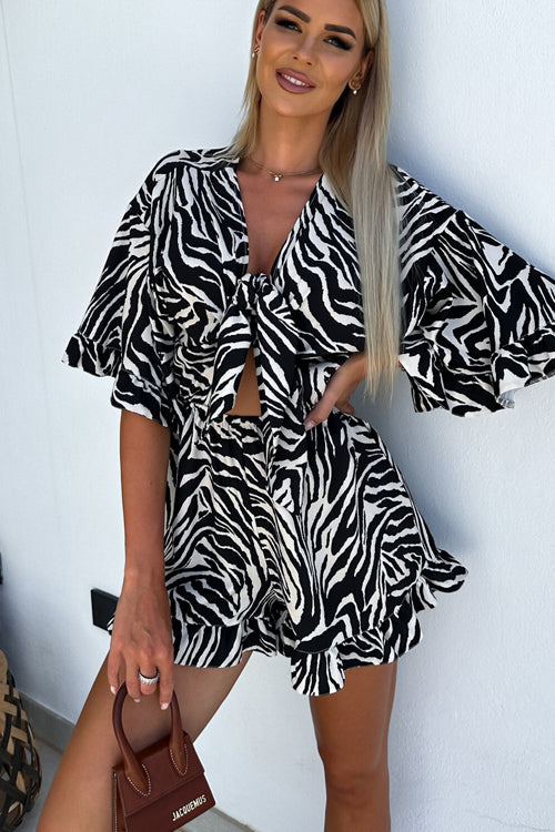 Love In The Air Printed Tie-Front Romper - 3 Colors