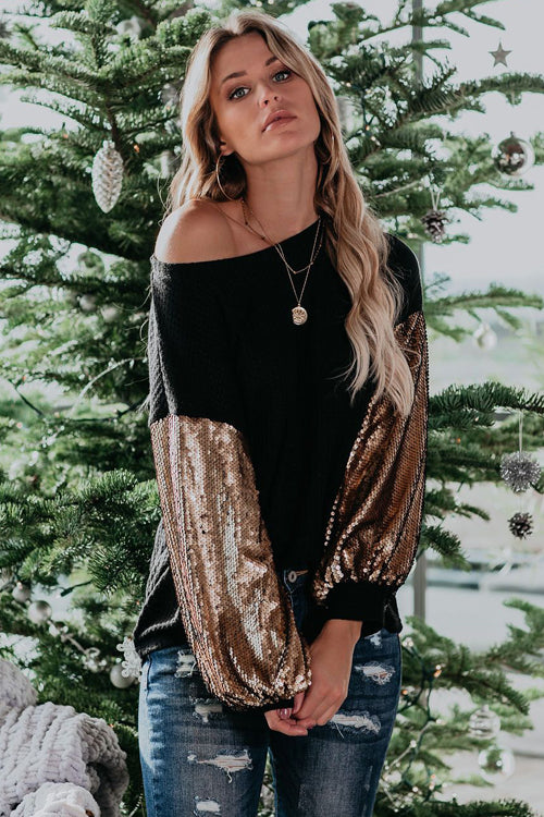 Completely Into You Sequin Sleeve Knit Top - 2 Colors