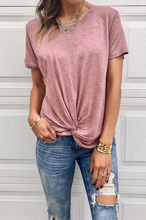 Basics Essential Pure Color Knotted Tee - 3 Colors