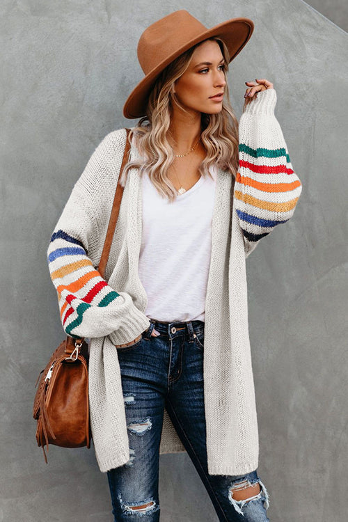 Going For Cozy Rainbow Striped Cardigan - 3 Colors