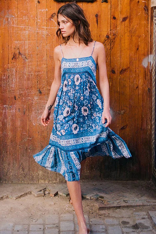 Vintage Floral Print A-line Midi Dress Beetsweeti Vintage Floral Print A-line Midi Dress Beetsweeti