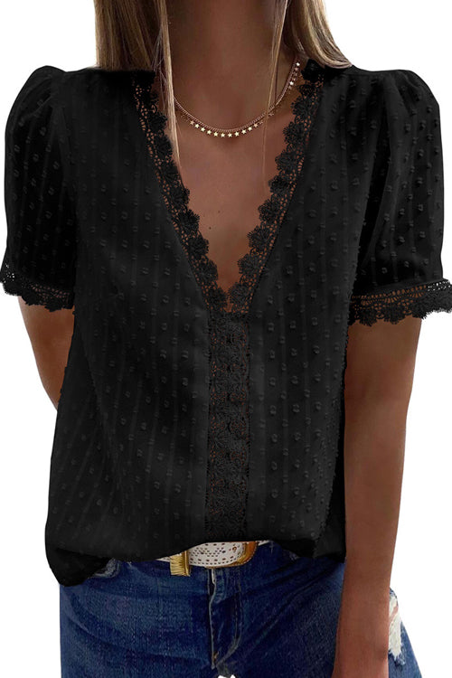 Wonderful Day Swiss Dot Lace Top - 5 Colors