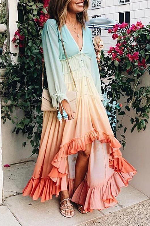 open lace back dress Colorful Boho Maxi Dress Long Sleeve Vacation Bohemia Dress for Women, L open lace back dress Colorful Boho Maxi Dress Long Sleeve Vacation Bohemia Dress for Women, L