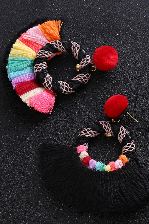 Colorful Tassel Sector Earrings
