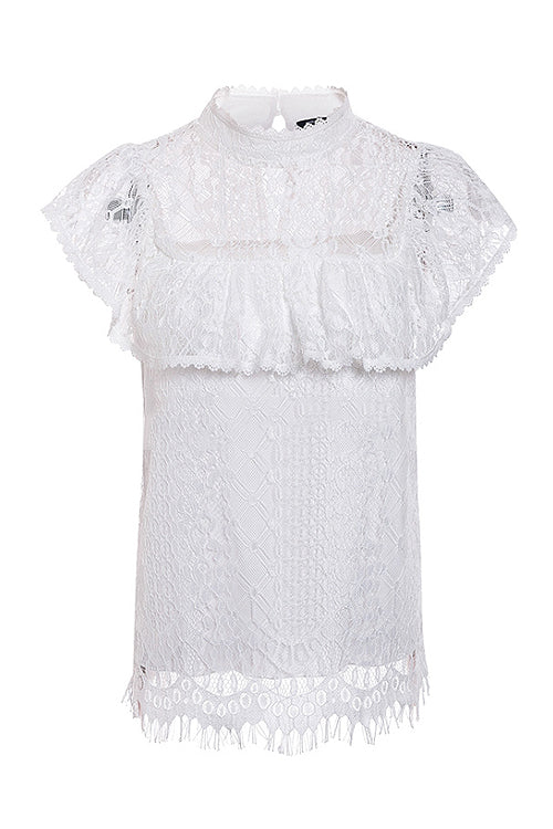 Cass Cream Lace Overlay Short Sleeve Top - 3 Colors