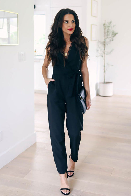 After Midnight Black Lace Sleeveless Jumpsuit
