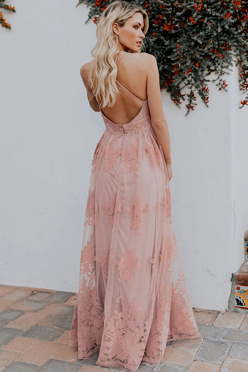 Angel in Disguise Lace Floral Backless Maxi Dress - 3 Colors