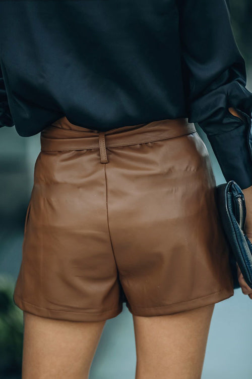 Ready For The Day Leather Shorts - 2 Colors