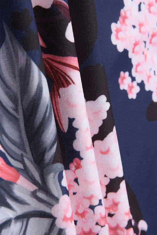 Split-neck Floral Print Midi Dress - 3 Colors