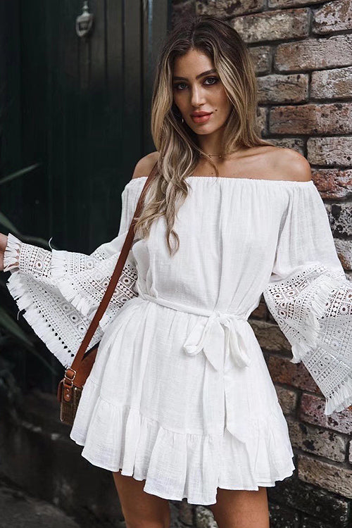 Tassel Lace Tie-waist Wrap Dress - 3 Colors Tassel Lace Tie-waist Wrap Dress - 3 Colors
