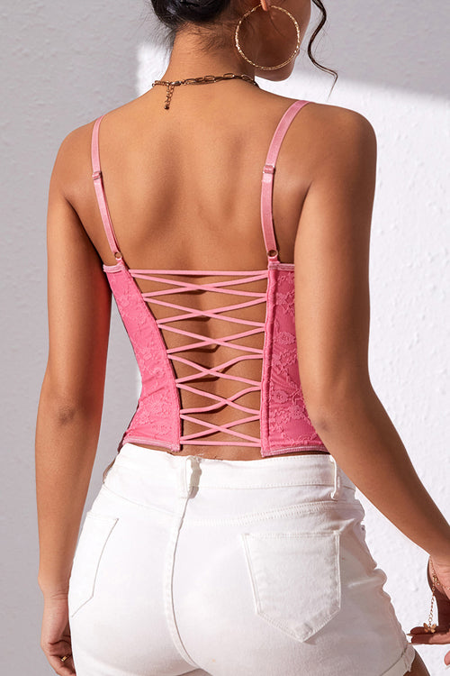 Hold Me Near Lace Backless Bustier Corset Crop Top - 3 Colors