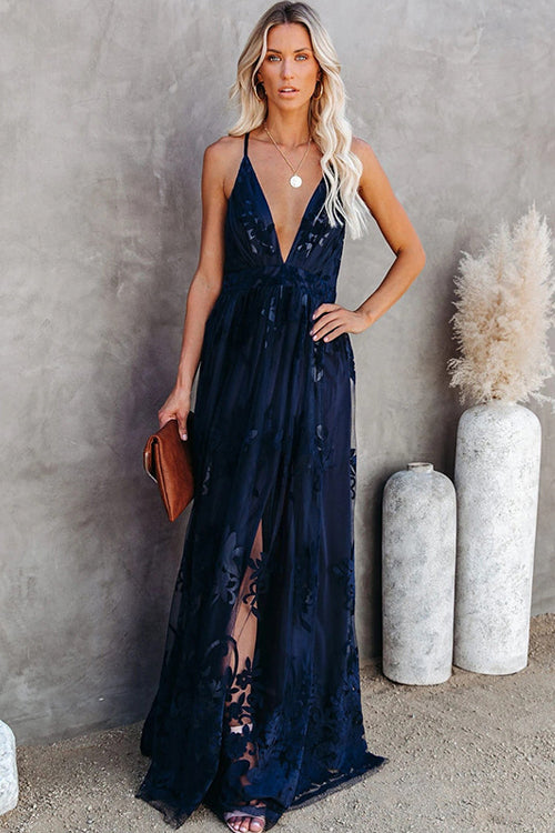 Angel in Disguise Lace Floral Backless Maxi Dress - 3 Colors
