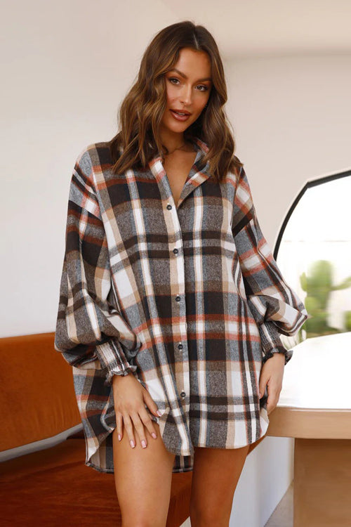 We're Better Together Plaid Long Sleeve Mini Dress - 5 Colors
