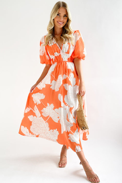 Real Love Print Puff Sleeve Maxi Dress - 6 Colors