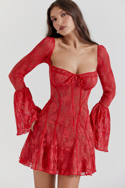 Days of Beauty Lace Long Sleeve Mini Dress - 3 Colors