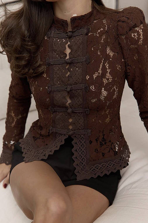 Celita Sheer Eyelash Lace Long Sleeve Top - 3 Colors
