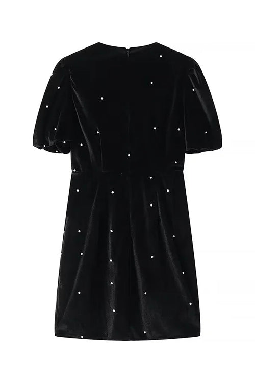 Ioanna Embellished Bow Velvet Mini Dress
