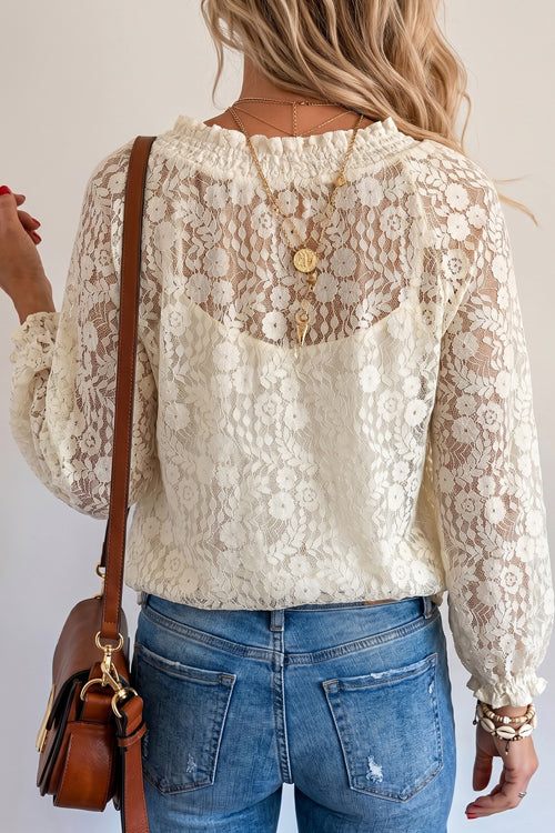 Lottie Ivory Floral Lace Long Sleeve Top - 5 Colors