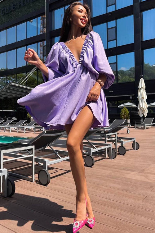 Feeling So Sweet V-neck Long Sleeve Mini Dress - 7 Colors