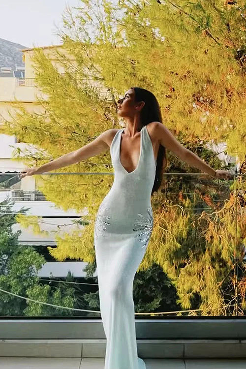 Get in the Groove Backless Sequin Knit Dress - 2 Colors