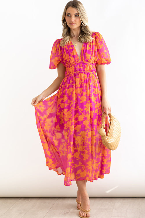 Real Love Print Puff Sleeve Maxi Dress - 6 Colors