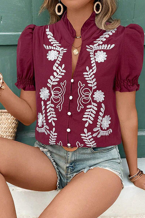Sweet Fave Embroidered Short Sleeve Top