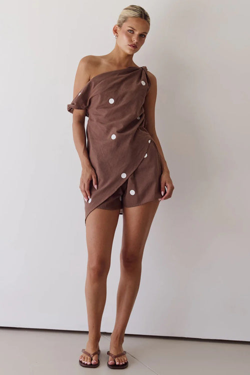 Seasonally Lovely Printed One Shoulder Set - 4 Colors