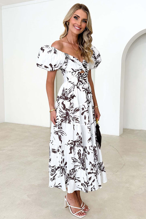 Clear Love Printed Puff Sleeve Maxi Dress - 5 Colors