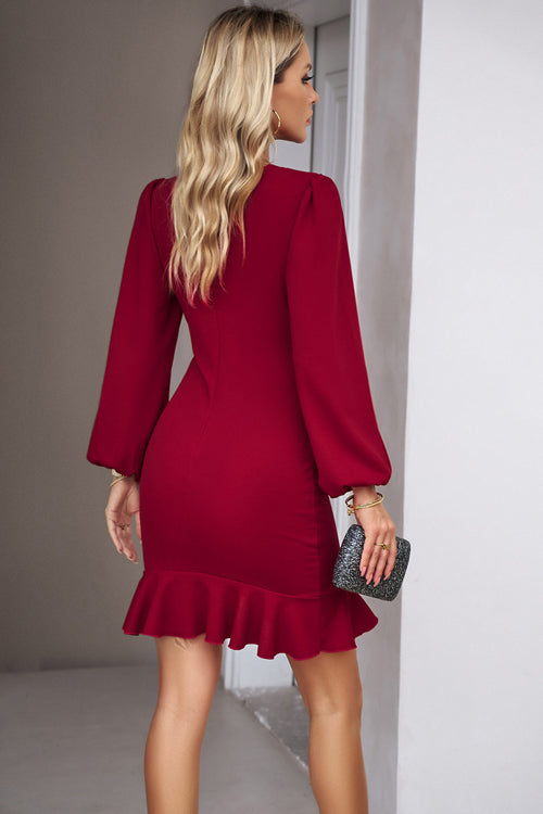 Believe In Love Ruffled Long Sleeve Mini Dress - 4 Colors