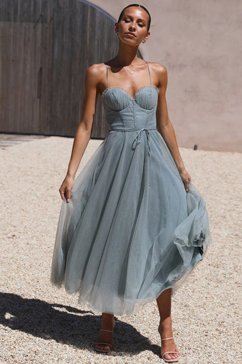 Rare Beauty Tulle Backless Midi Dress - 8 Colors