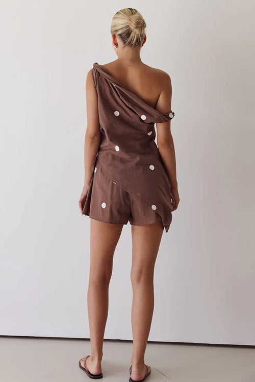 Seasonally Lovely Printed One Shoulder Set - 4 Colors