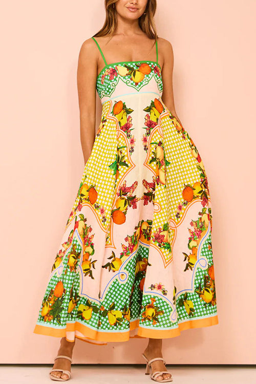 Share Your Happiness Print Maxi Dress - Passion Fruit