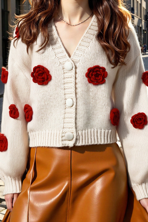 Precious Look 3D Flowers Knit Cardigan Sweater - 3 Colors
