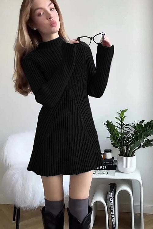 Soft Serenity Long Sleeve Knit Mini Dress - 3 Colors