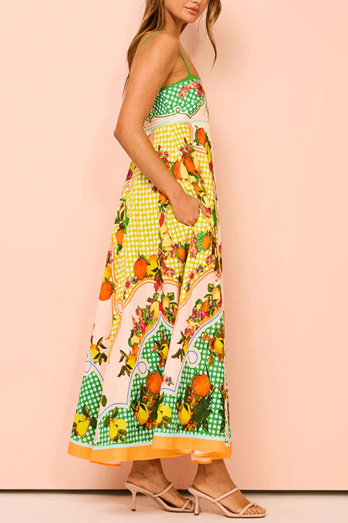 Share Your Happiness Print Maxi Dress - Passion Fruit