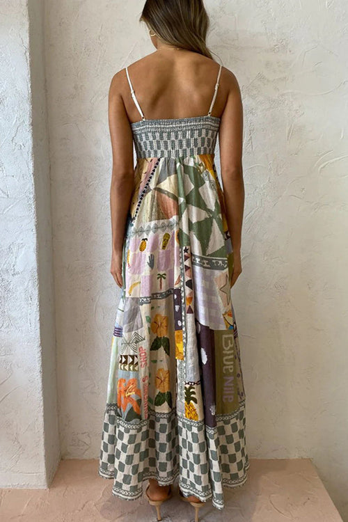 Share Your Happiness Print Maxi Dress - Grey