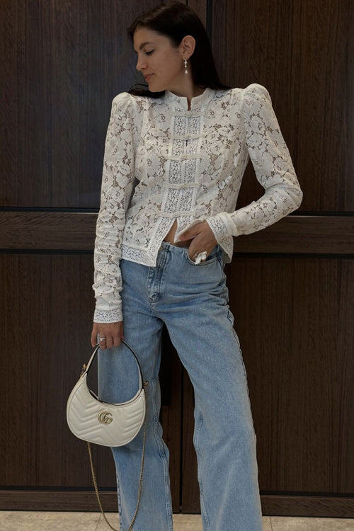 Celita Sheer Eyelash Lace Long Sleeve Top - 3 Colors