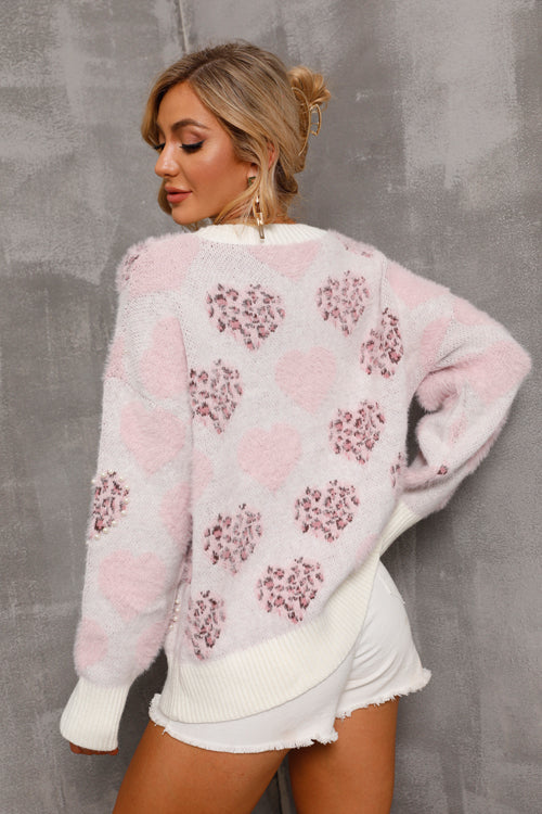 Stay Right There Pearl Fluffy Long Sleeve Knit Sweater