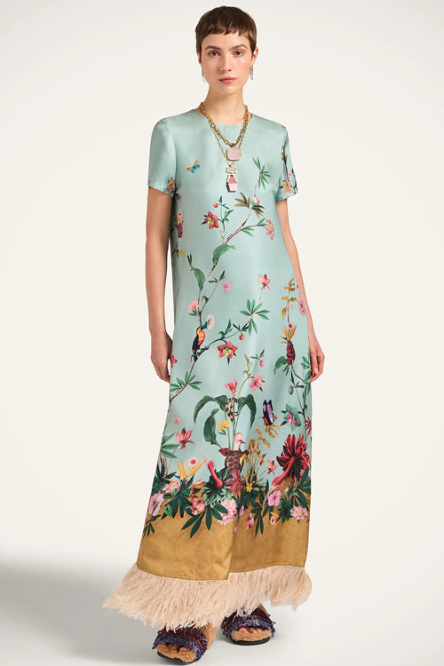 Kelina Black Multi Floral Feather Maxi Dress - 5 Colors