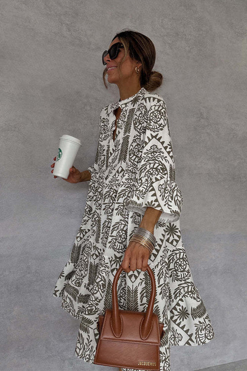 Admirably Chic Print Long Sleeve Mini Dress - 2 Colors