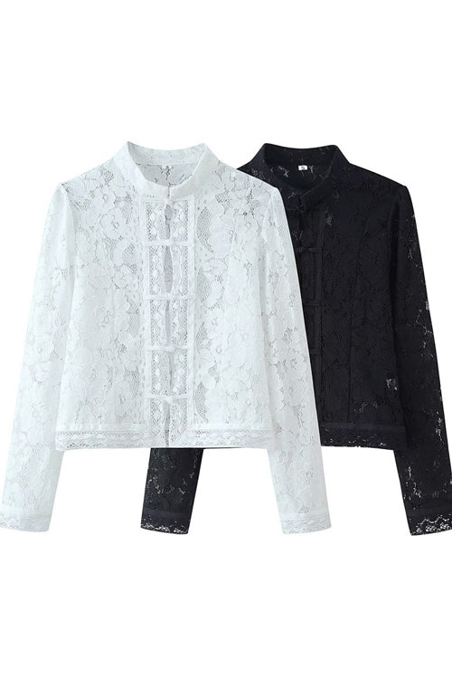 Celita Sheer Eyelash Lace Long Sleeve Top - 3 Colors