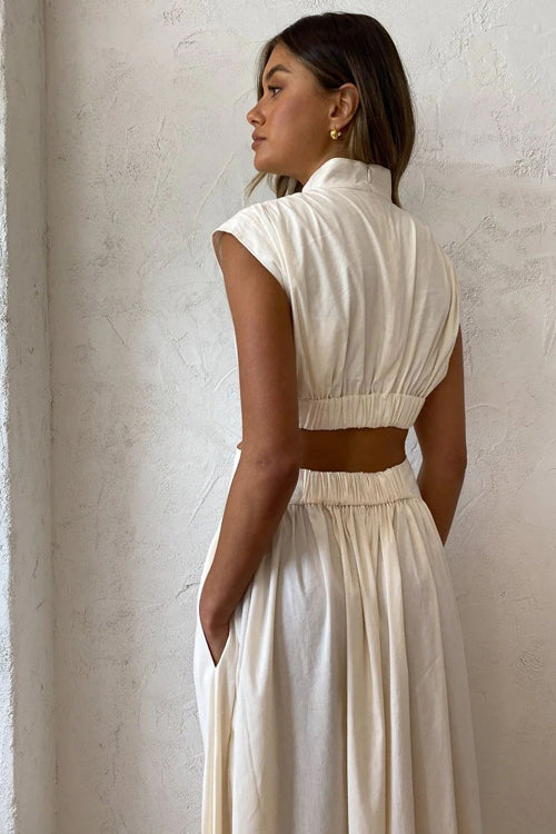Share Your Happiness Cut-out White Maxi Dress