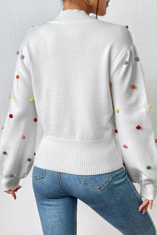 Endlessly Cozy Colorful Dots Long Sleeve Sweater - 5 Colors